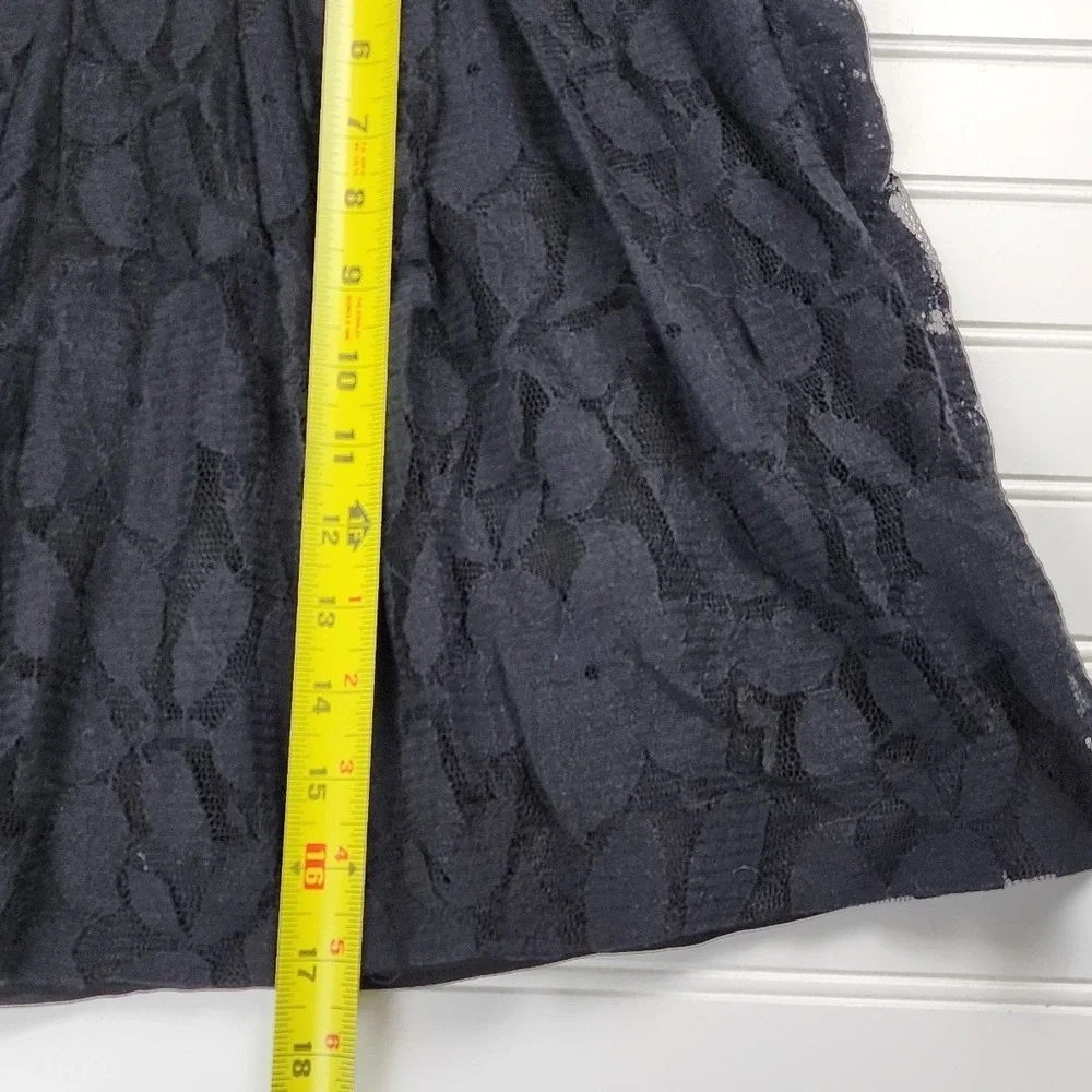 LOFT‎ Womens 4P Black Lace Mini Skirt Petite Lined Fit Flare Cocktail